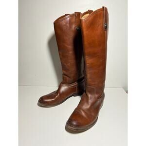 Frye Women's Cognac Leather Melissa Button-2 Tall Riding Boot 8.5 B